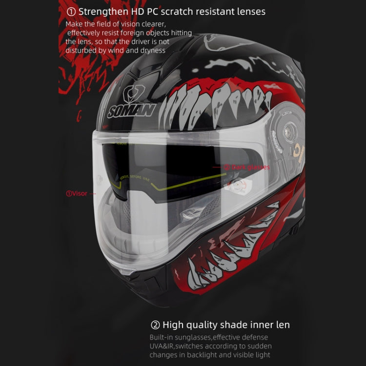 SOMAN Racing Motorcycle Double Lens Riding Safety Helmet, Size: XL(Mobile Suit)