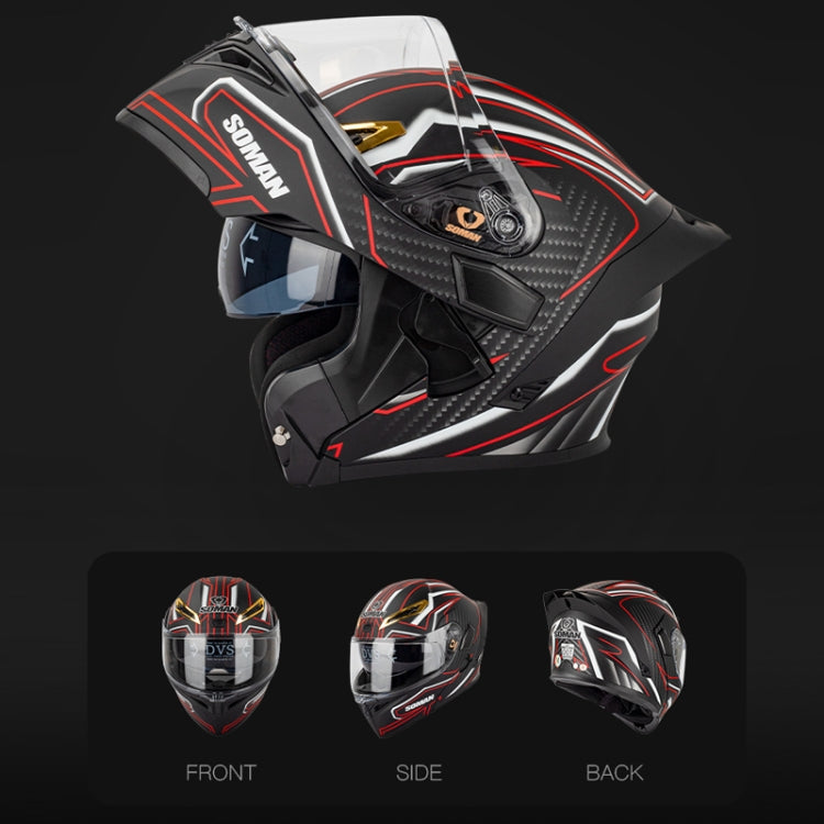 SOMAN Motorcycle Dual Lens Riding Peel-Off Full Coverage Helmet, Size: S(Sapphire Vision)