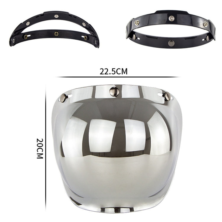 Motorcycle Helmet Three-Button Windproof Lens With Bracket(Dark Tea)