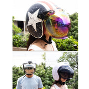 Motorcycle Helmet Three-Button Windproof Lens With Bracket(Pink)