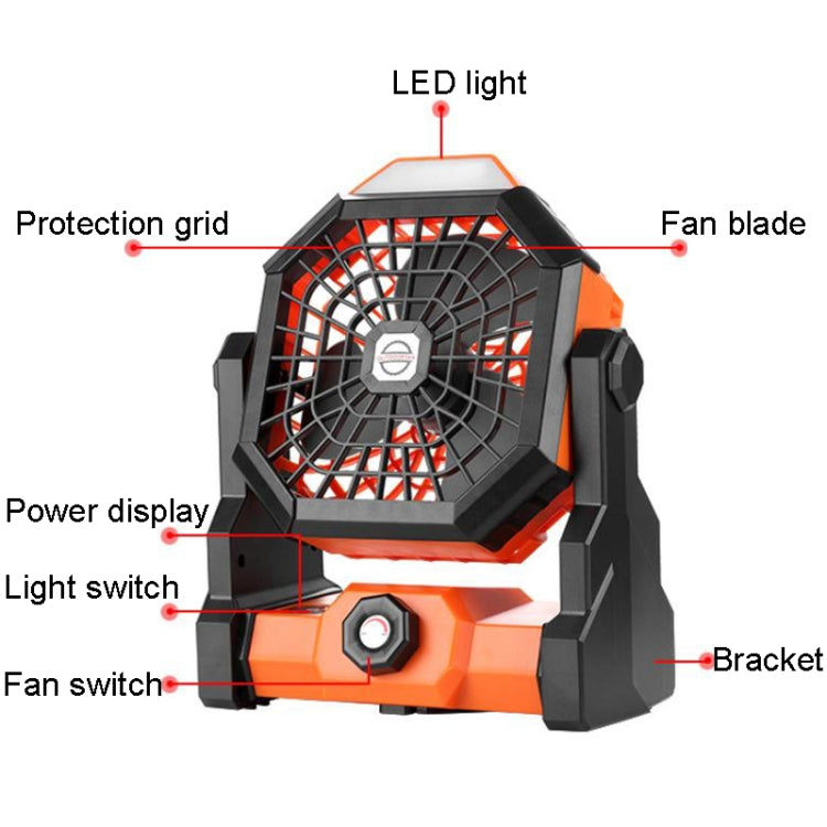 Outdoor Infinitely Variable Speed Portable Large Wind Charging Camping Lighting Fan(Black Green)