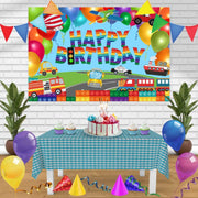 180x180cm Train Fire Truck Party Background Cloth