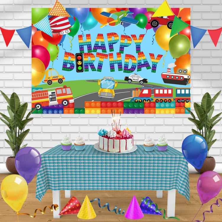 180x180cm Train Fire Truck Party Background Cloth