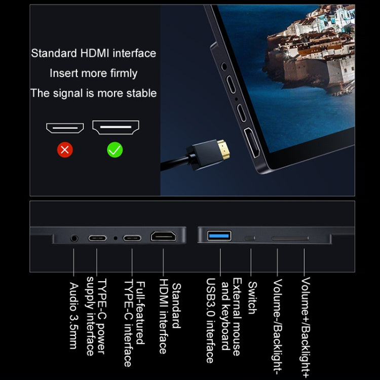 15.6 inch Touch Version 4K Portable External Extended Screen Display For Switch/PS5/Mobile Phone/Computer(UK Plug)