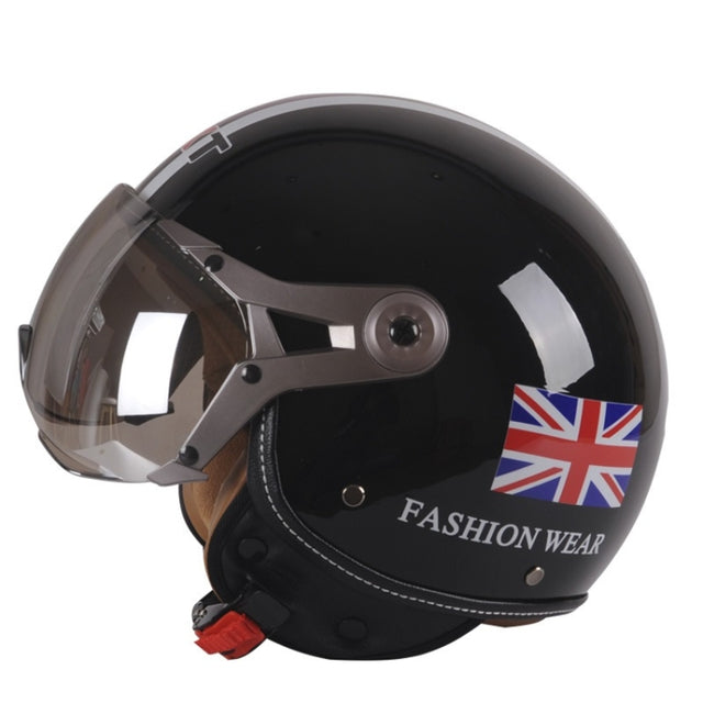 GXT Electric Vehicle Half Cover Helmet Four Seasons Retro Helmet, Size: L(Bright Black Flower)