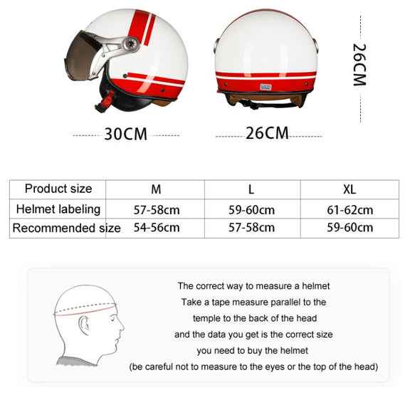 GXT Electric Vehicle Half Cover Helmet Four Seasons Retro Helmet, Size: L(Matte Black)