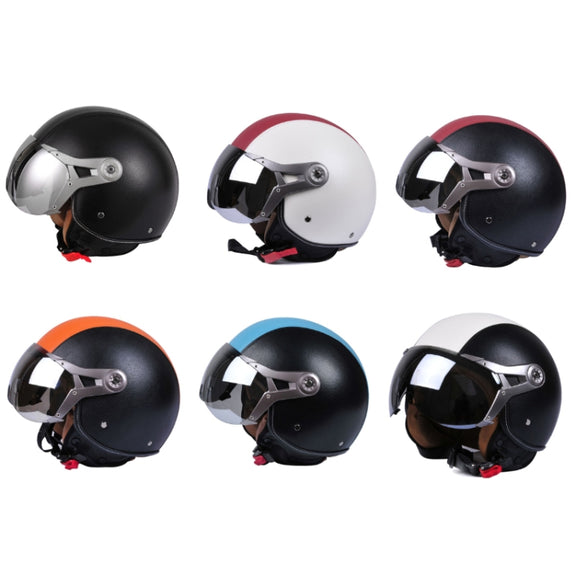 GXT Electric Vehicle Half Cover Four Seasons Retro Helmet, Size: M(Black Orange)