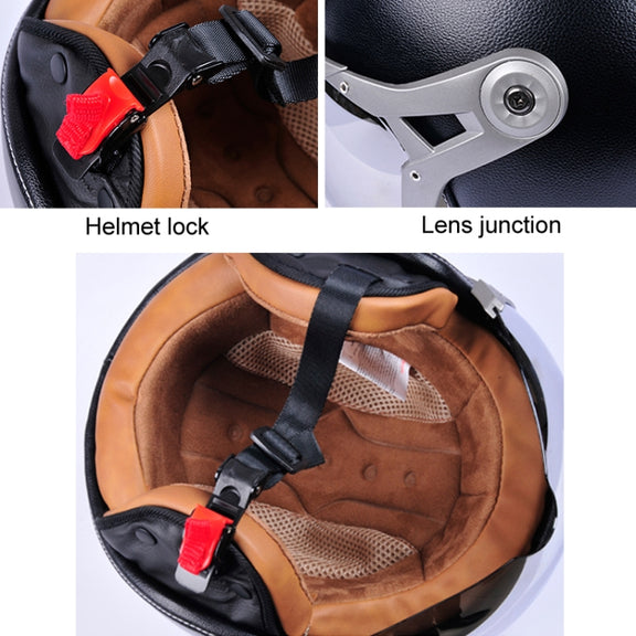 GXT Electric Vehicle Half Cover Four Seasons Retro Helmet, Size: XL(Black Orange)