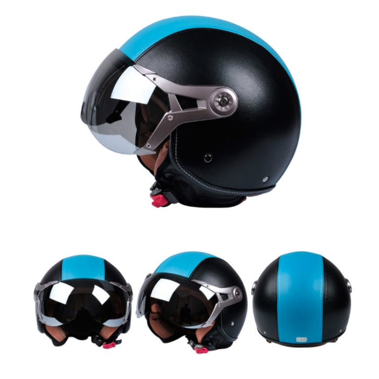 GXT Electric Vehicle Half Cover Four Seasons Retro Helmet, Size: XL(Black White)