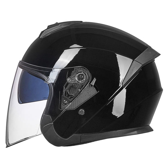 GXT Electric Vehicle Four Seasons Sun Protection & Windshield Double Lens Helmet, Size: L(Bright Black)