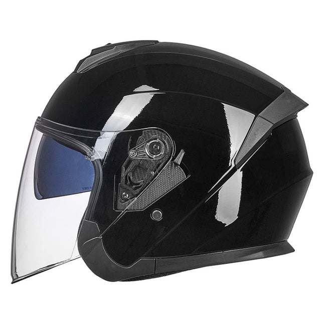 GXT Electric Vehicle Four Seasons Sun Protection & Windshield Double Lens Helmet, Size: L(Bright Black)