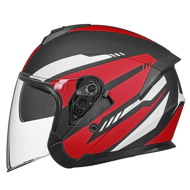 GXT Electric Vehicle Four Seasons Sun Protection & Windshield Double Lens Helmet, Size: XL(Matt Black Red)