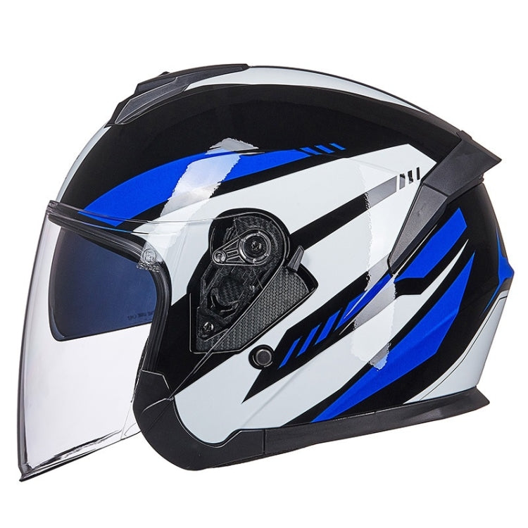 GXT Electric Vehicle Four Seasons Sun Protection & Windshield Double Lens Helmet, Size: XL(Bright Black Blue)
