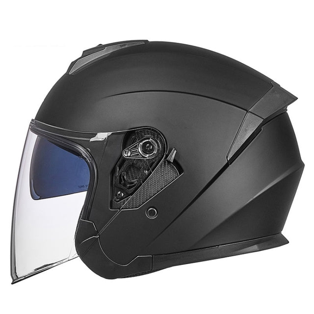 GXT Electric Vehicle Four Seasons Sun Protection & Windshield Double Lens Helmet, Size: XL(Matt Black)