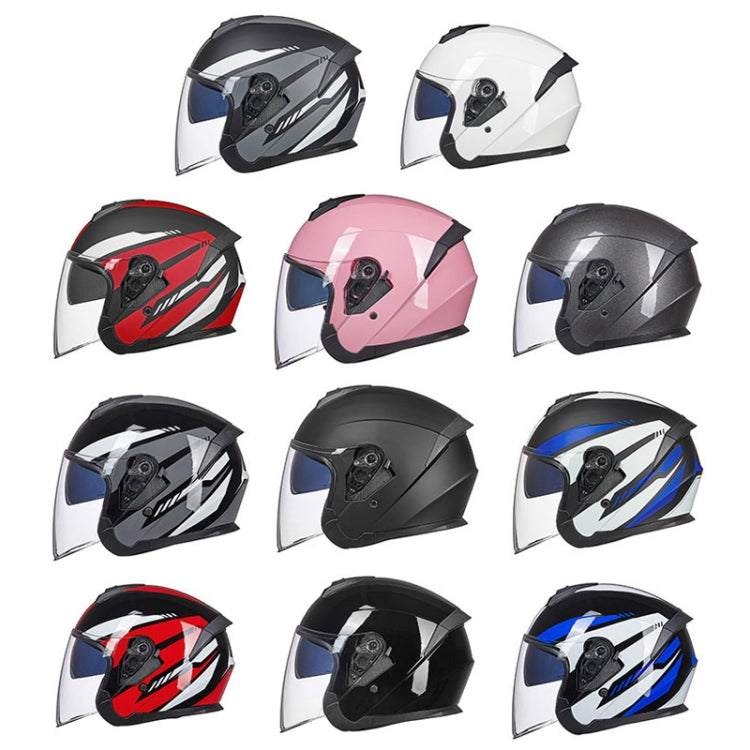 GXT Electric Vehicle Four Seasons Sun Protection & Windshield Double Lens Helmet, Size: XL(Bright Black Red)