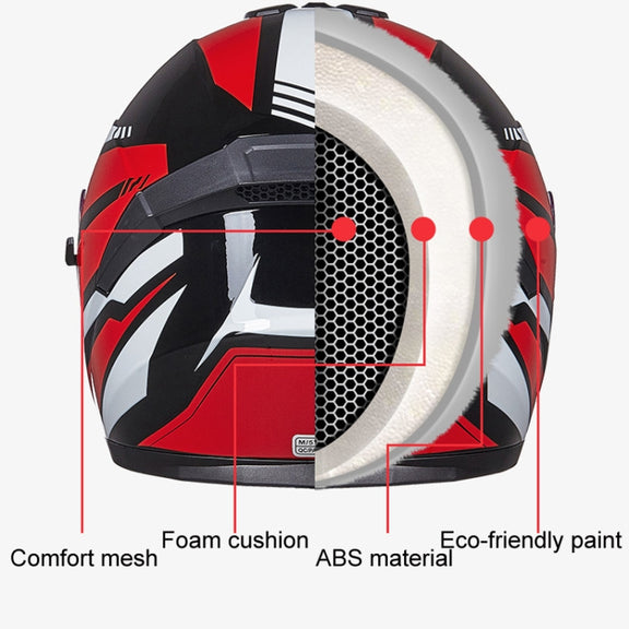GXT Electric Vehicle Four Seasons Sun Protection & Windshield Double Lens Helmet, Size: XL(Bright Black Red)