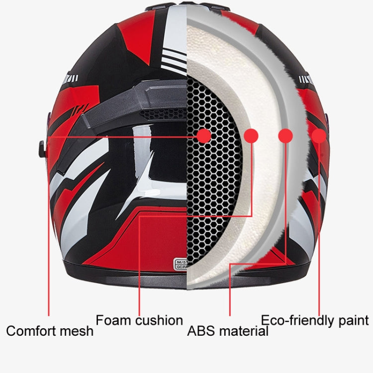 GXT Electric Vehicle Four Seasons Sun Protection & Windshield Double Lens Helmet, Size: M(Matt Black Red)