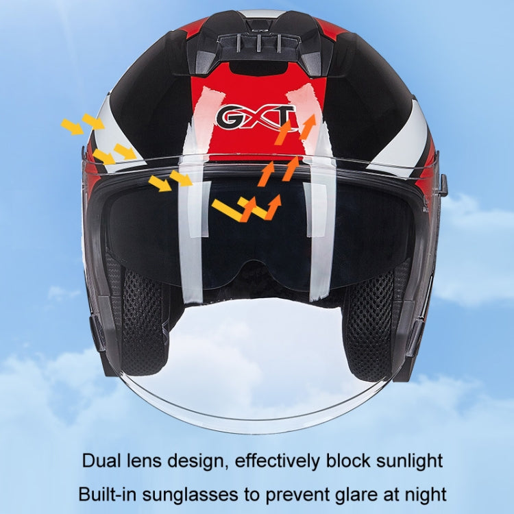 GXT Electric Vehicle Four Seasons Sun Protection & Windshield Double Lens Helmet, Size: L(Matt Black Blue)
