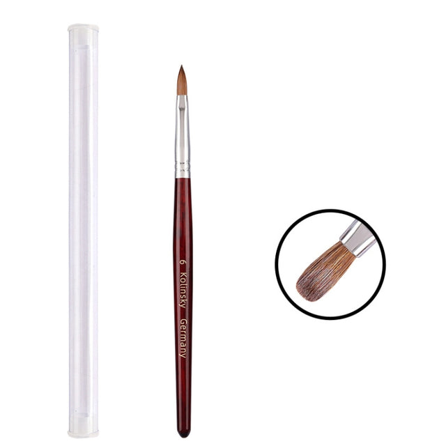 Red Wood Handle Kolinsky Hair Nail Art Brush No. 6
