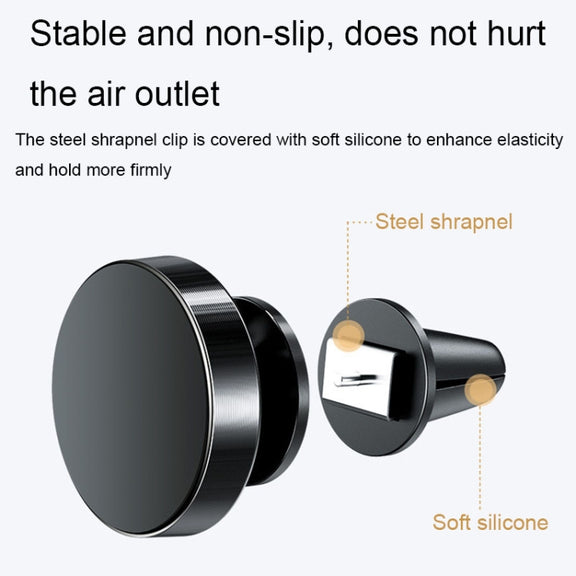 Air Outlet Type Aluminum Alloy Car Magnetic Suction Bracket Navigation Phone Holder(Black)