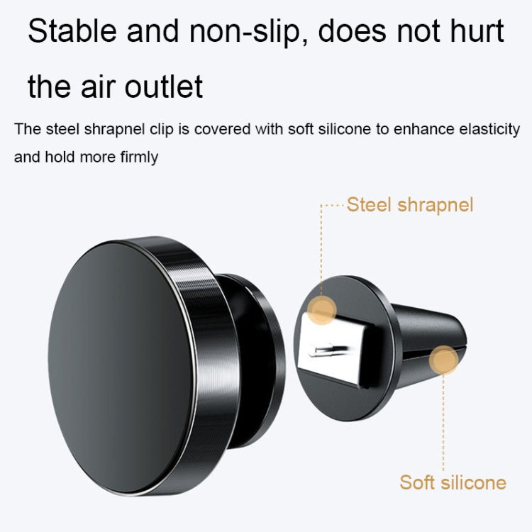 Air Outlet Type Aluminum Alloy Car Magnetic Suction Bracket Navigation Phone Holder(Black)