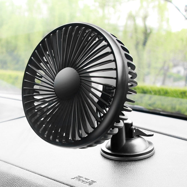 SUITU  12V/24V Mini Car Fan USB Charging Single Head Fan 360 Degree Cooling Fan, Style: Suction Cup Model
