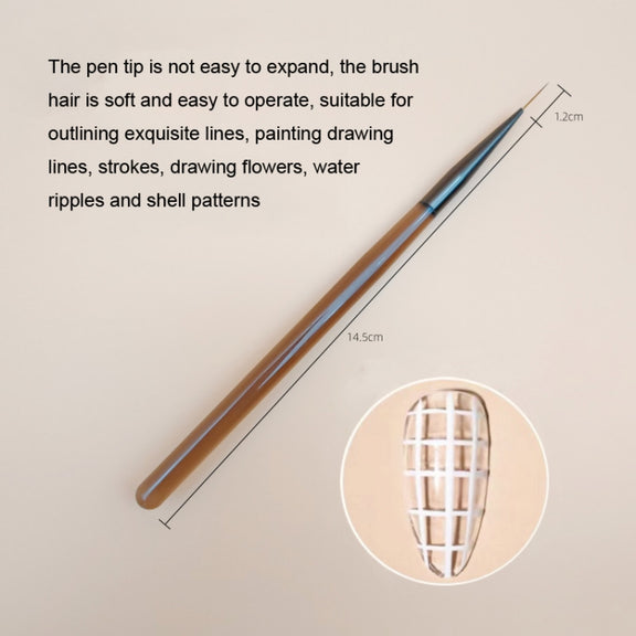 Brown Nail Art Pen Set Colorful Drawing Tools, Style: Long Line Pen