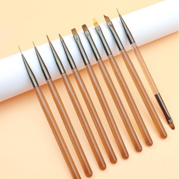 Brown Nail Art Pen Set Colorful Drawing Tools, Style: Short Line Pen