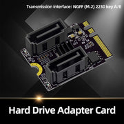 M2 to SATA3.0 Adapter Card PCI-E3.0 Card KEY A+E WiFi M.2 to SATA JMB582 Chip(Black)