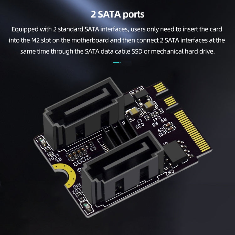M2 to SATA3.0 Adapter Card PCI-E3.0 Card KEY A+E WiFi M.2 to SATA JMB582 Chip(Black)