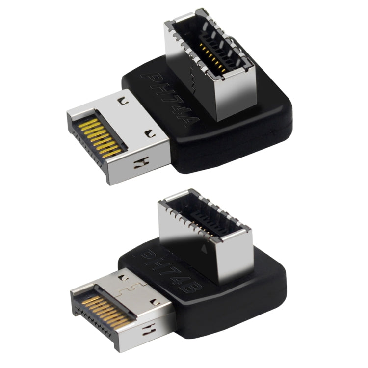 2pcs USB3.1 Type-E Computer Motherboard Interface 90 Degrees Elbow Front Type-C Adapter(PH74A)