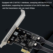 PCIE 2 Port SATA 3.0 Expansion Card 6Gbps Computer Desktop Chassis Conversion Card