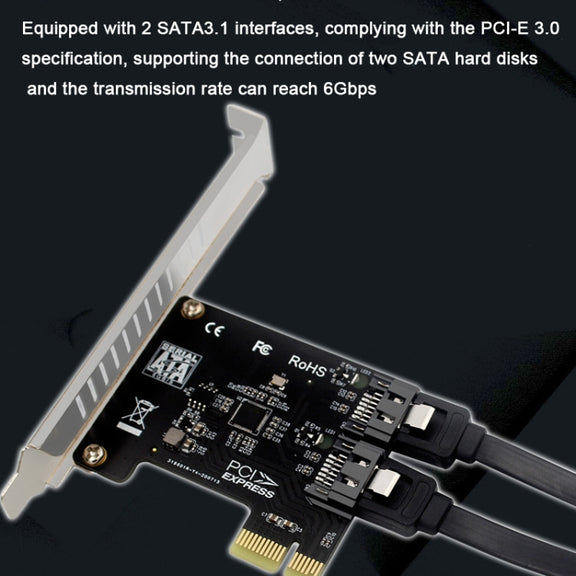 PCIE 2 Port SATA 3.0 Expansion Card 6Gbps Computer Desktop Chassis Conversion Card