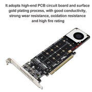 PCI-E X16 to M.2 M-key NVME X4 SSD RAID Array Expansion Adapter Support 2242/2260/2280/22110(PH44Plus)