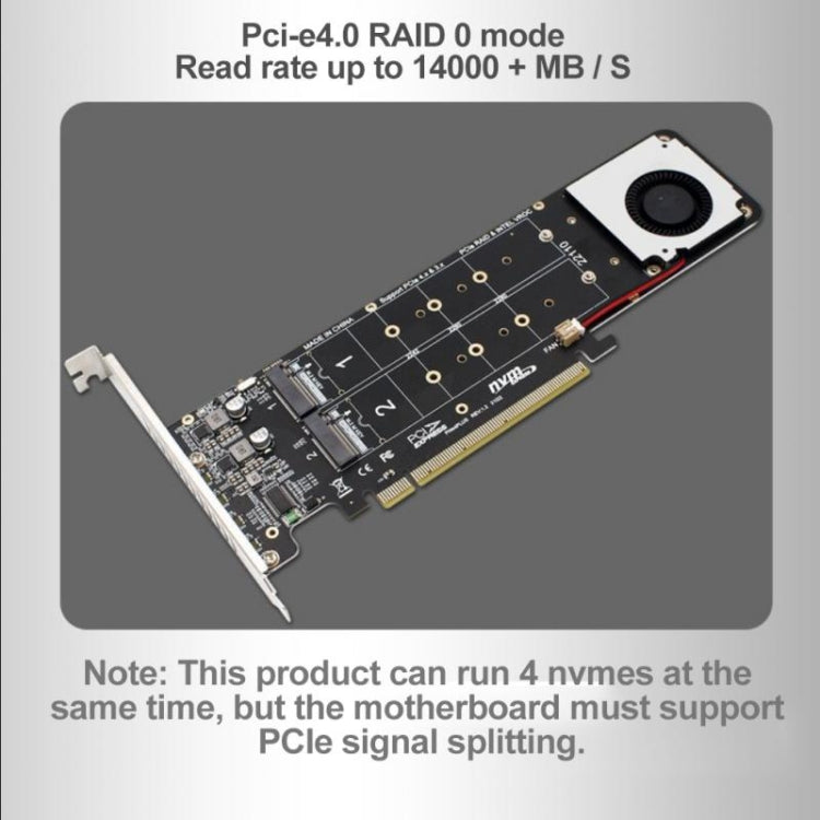 PCI-E X16 to M.2 M-key NVME X4 SSD RAID Array Expansion Adapter Support 2242/2260/2280/22110(PH44Plus)
