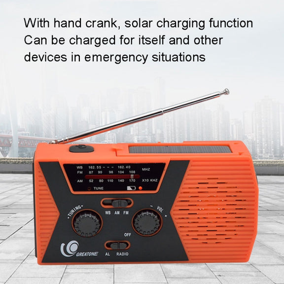 AM/FM/NoAA 2000mAh Emergency Radio Portable Hand Crank Solar Powered Radio(Red)
