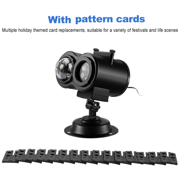 12 Cards US Plug Color Card Pattern 9W Christmas Projection Light Remote Control Snow Light