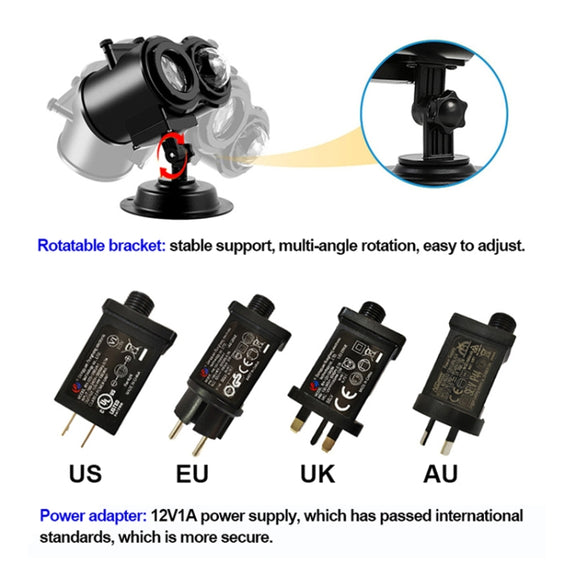 12 Cards US Plug Color Card Pattern 9W Christmas Projection Light Remote Control Snow Light