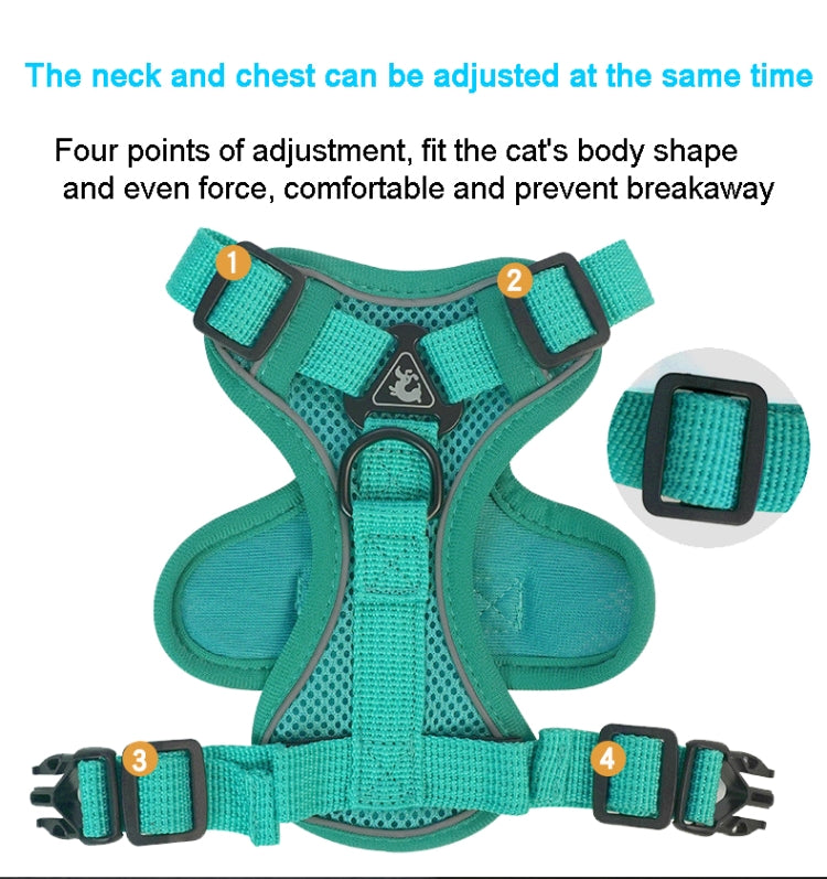 Pet Vest Harness + Traction Rope Set Reflective Breathable Dog Cat Harness, Size: XL(Pink)