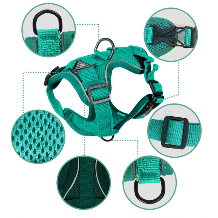 Pet Vest Harness + Traction Rope Set Reflective Breathable Dog Cat Harness, Size: XL(Pink)