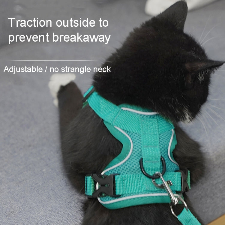 Pet Vest Harness + Traction Rope Set Reflective Breathable Dog Cat Harness, Size: XL(Pink)