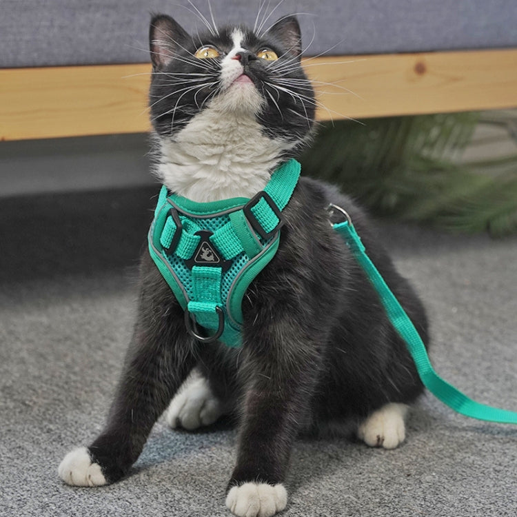 Pet Vest Harness + Traction Rope Set Reflective Breathable Dog Cat Harness, Size: XL(Pink)