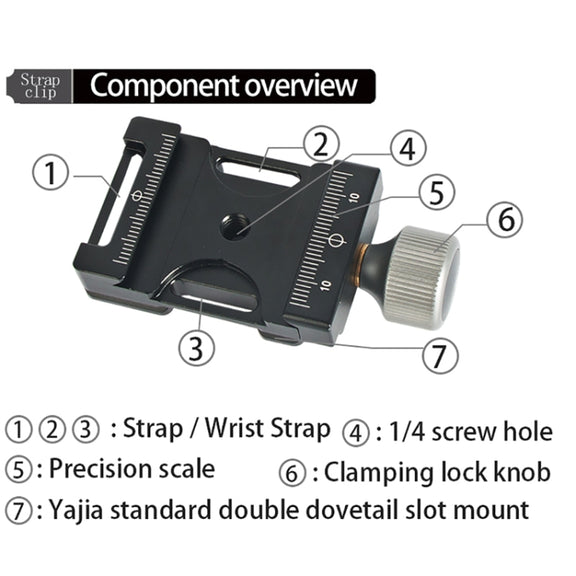 BEXIN QJ-05 Camera Shoulder Strap Clamp Quick Release Plate Clamp Ball Head Adapter