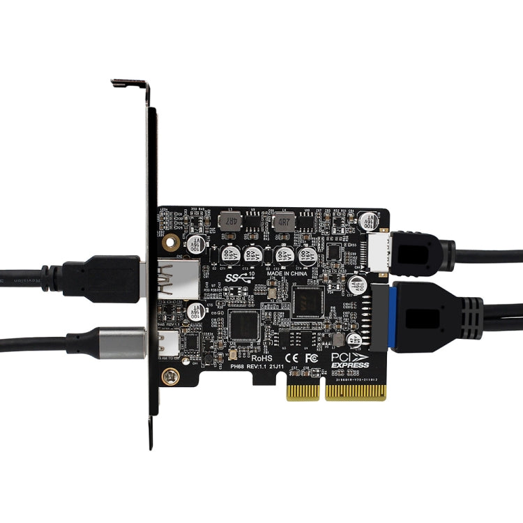 PCIE 3.0 To USB 3.2 Extension Card Type-C Port Front Type-E Expansion Riser Card(PH68)