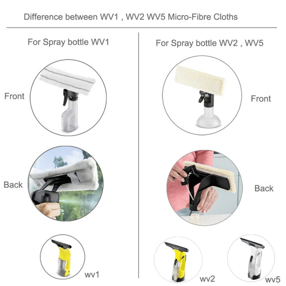 For Karcher WV1 WV2 WV5 Window Cleaner Spray Bottle Microfiber Cloth Mop(Gray)