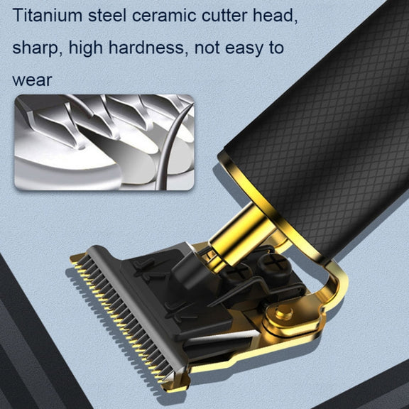 USB Rechargeable Digital Display Engraving Ceramic Knife Electric Hair Clipper(Digital Display Gold)