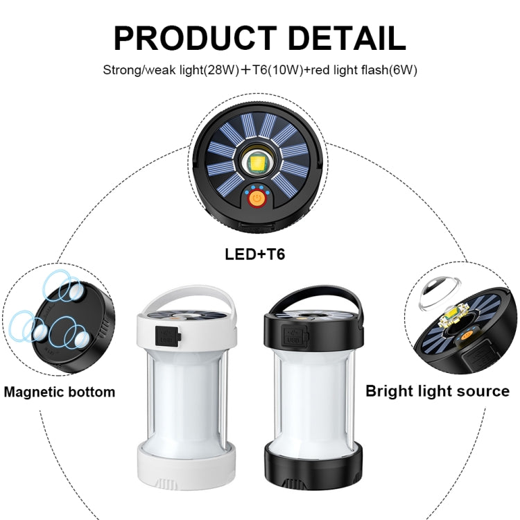 Camping Lantern Outdoor Solar Emergency Lights Multifunctional Tent Light(Black)