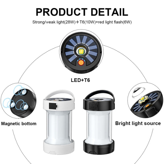 Camping Lantern Outdoor Solar Emergency Lights Multifunctional Tent Light(Black)