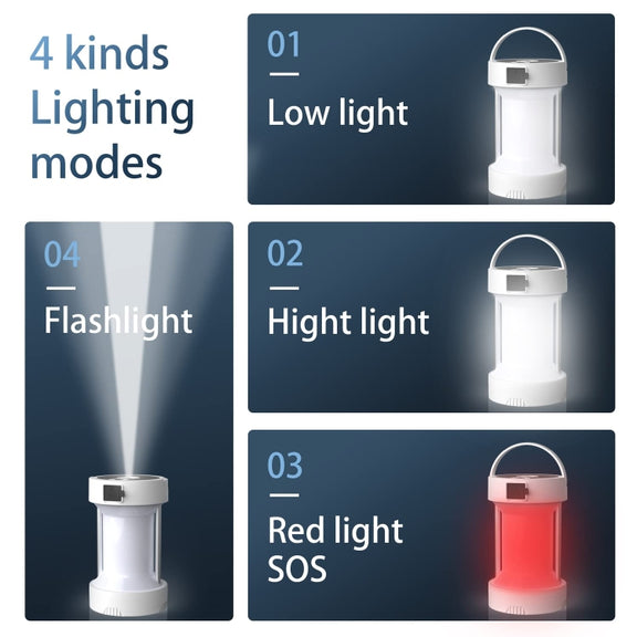 Camping Lantern Outdoor Solar Emergency Lights Multifunctional Tent Light(Black)