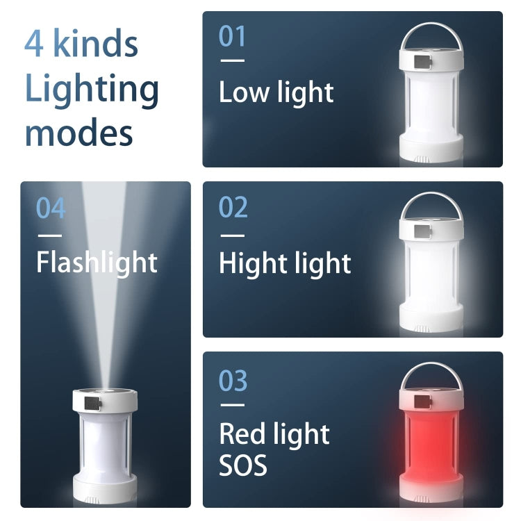 Camping Lantern Outdoor Solar Emergency Lights Multifunctional Tent Light(Black)